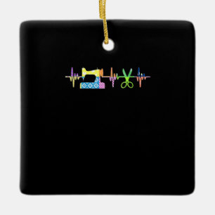 Quilter Sewing Heartbeat - Quilting Lover Ceramic Ornament