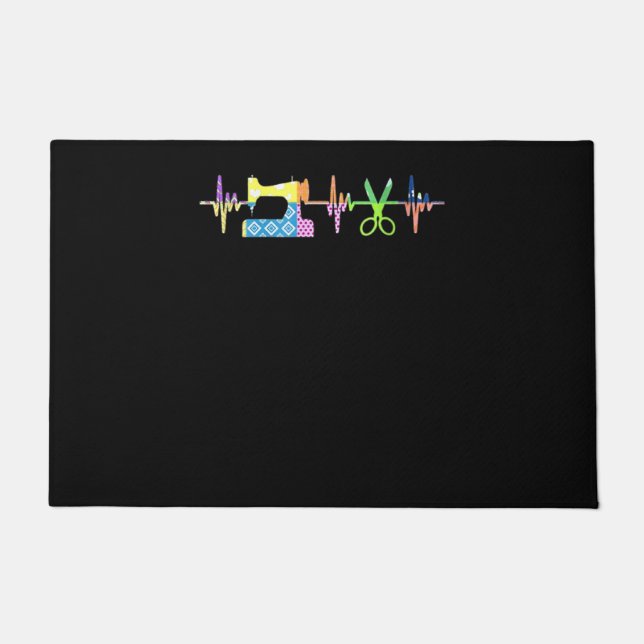 Quilter Sewing Heartbeat - Quilting Lover Doormat (Front)