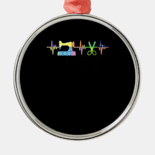 Quilter Sewing Heartbeat - Quilting Lover Metal Ornament