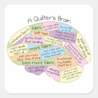 Quilter's Brain Square Sticker