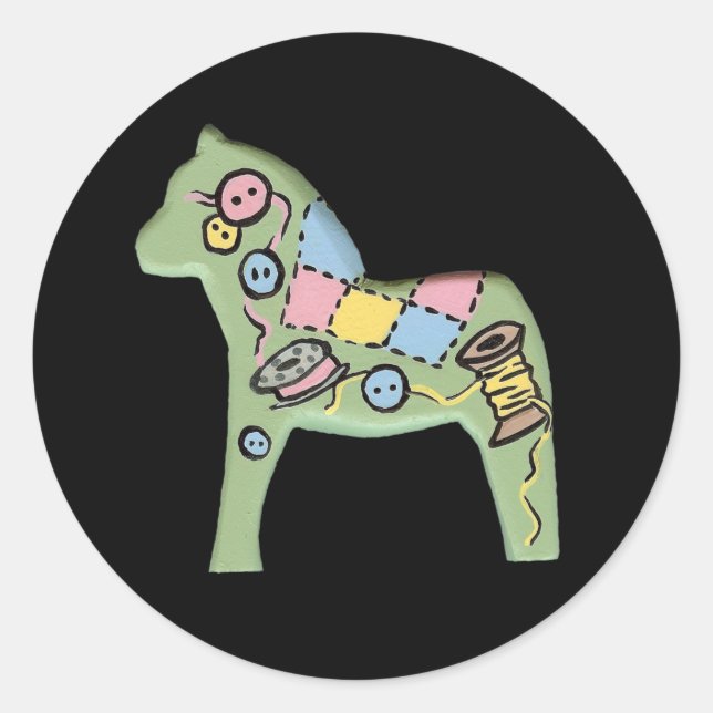 Quilter's Dala Horse Sticker (Front)