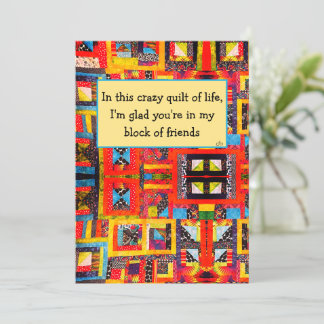 Quilters friend message, quilt guild group, card