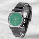 Quilter's Green Cutting Mat eWatch Watch<br><div class="desc">Here's a gift for a quilter,  crafter or seamstress made totally unique for her by you. It's face design is a miniature replica of the classic green cutting mat grid with black and yellow accents and room to personalize it with her name.</div>