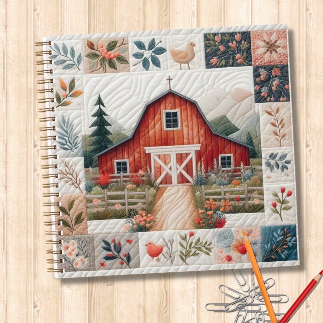 Quilter's Notebook Red Barn Patchwork (Creator Uploaded)