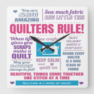 Quilters Rule Quilting Square Wall Clock