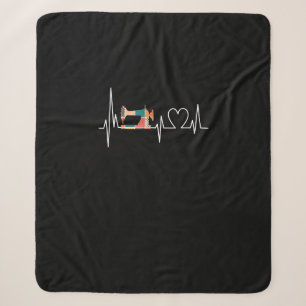 Quilting And Sewing Is My Loves Heartbeat Gifts Sherpa Blanket