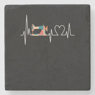 Quilting And Sewing Is My Loves Heartbeat Gifts Stone Coaster