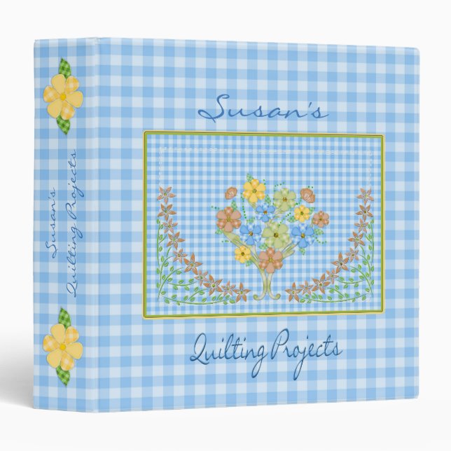 QUILTING BINDER - PROJECT - BLUE GINGHAM/FABRIC (Front/Spine)