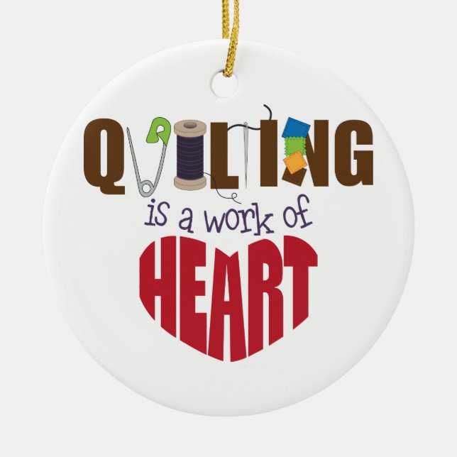 Quilting Ceramic Ornament (Front)