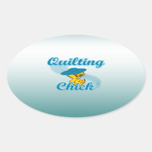 Quilting Chick #3 Oval Sticker