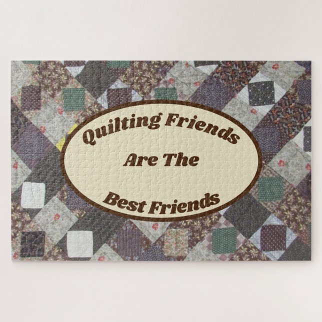 Quilting Friends Patchwork Fabric Art Friendship Jigsaw Puzzle (Horizontal)