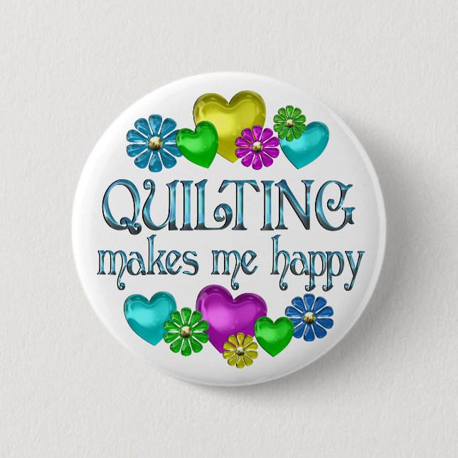Quilting Happiness 2 Inch Round Button (Front)