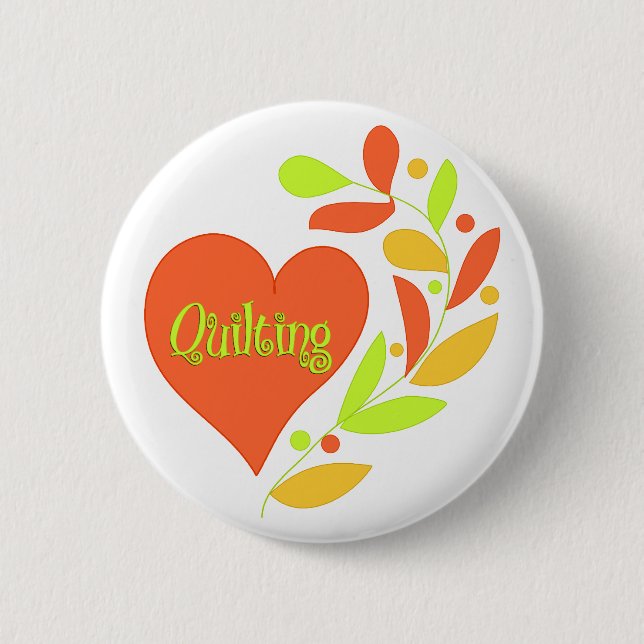 Quilting Heart 2 Inch Round Button (Front)