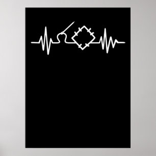 Quilting Heartbeat Gifts Funny Quilting Lovers Poster