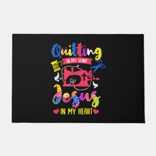 Quilting In My Veins Jesus In My Heart   Quilting Doormat