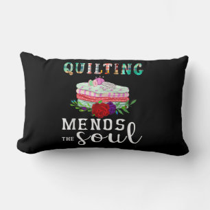 Quilting Mends Soul Quilter Gift   Quilting Lovers Lumbar Pillow