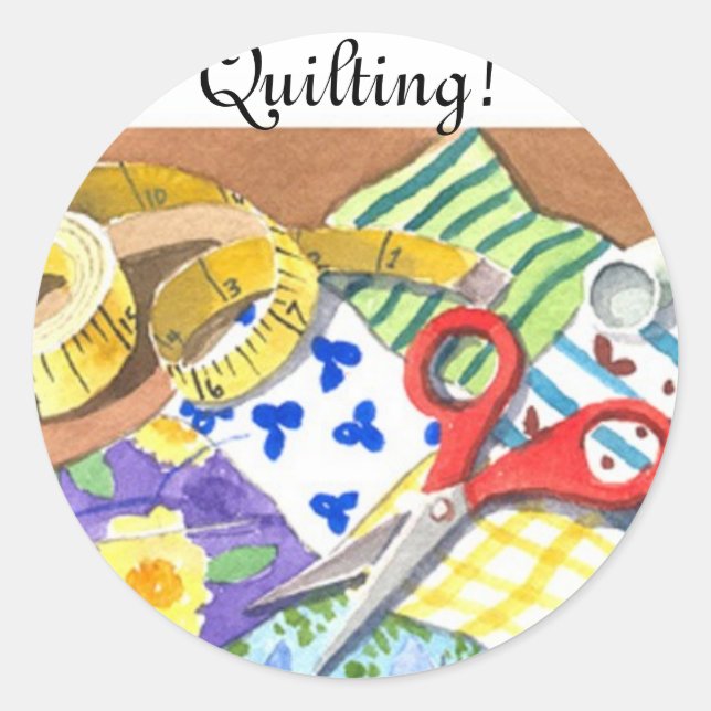 Quilting Notions Classic Round Sticker (Front)