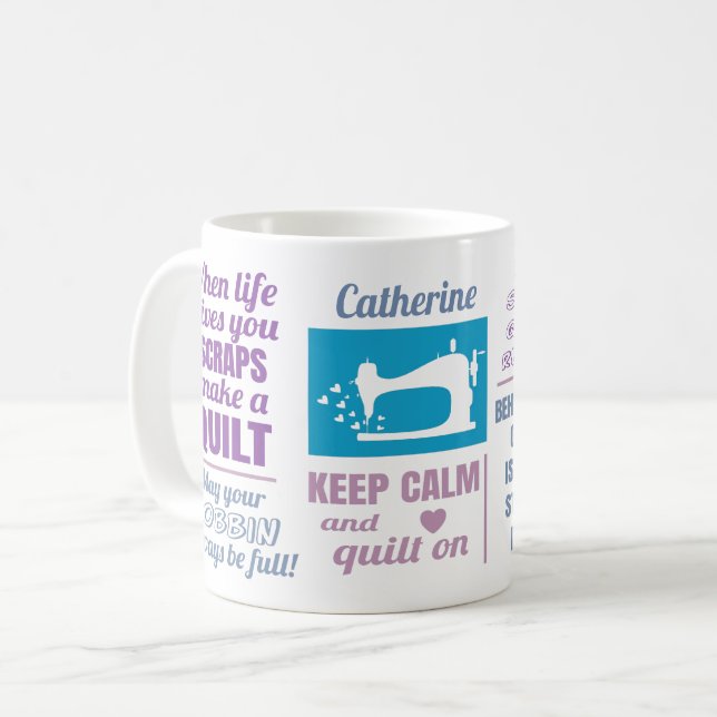 Quilting Quotes Personalized Coffee Mug (Front Left)