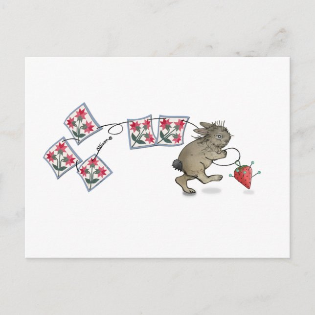 Quilting Rabbit Postcard (Front)