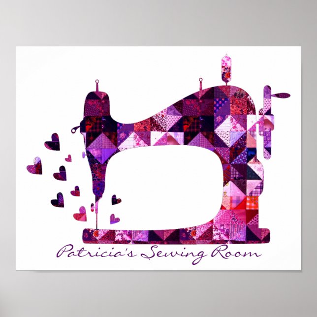 Quilting Room Patchwork Sewing Machine Poster (Front)