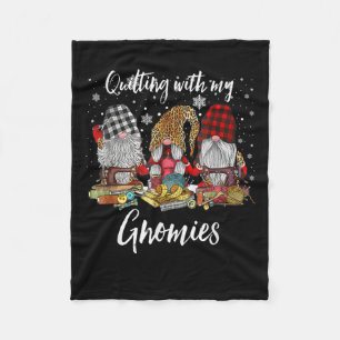 Quilting With My Gnomies Christmas Gnomes Holiday Fleece Blanket