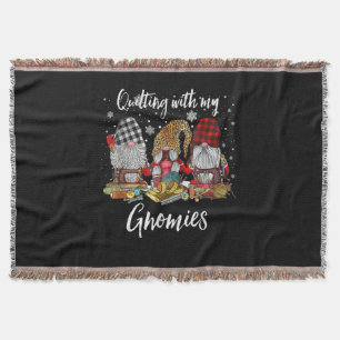 Quilting With My Gnomies Christmas Gnomes Holiday Throw Blanket