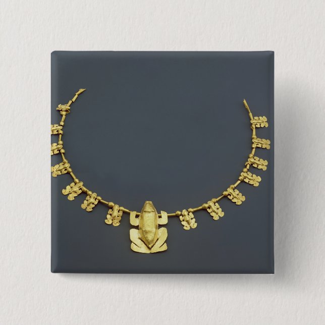 Quimbaya necklace with frogs, from Colombia 2 Inch Square Button (Front)