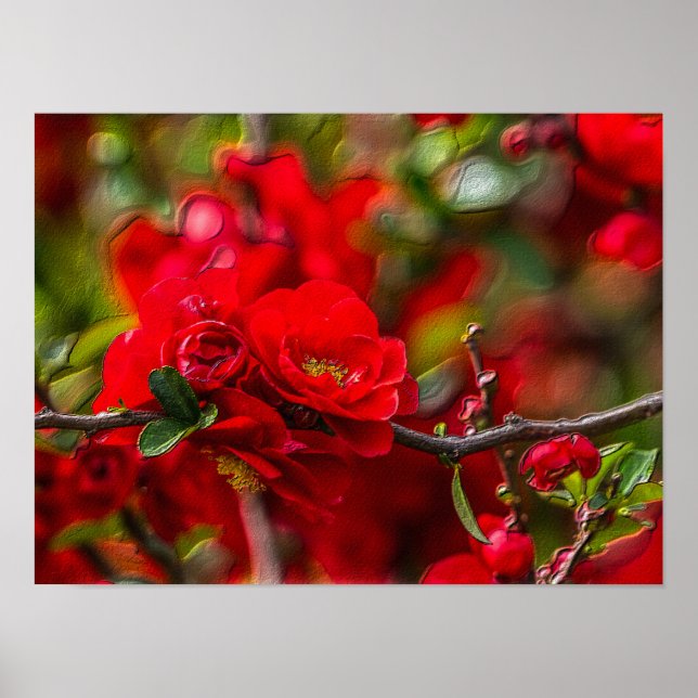 Quince Branch Painterly Poster (Front)