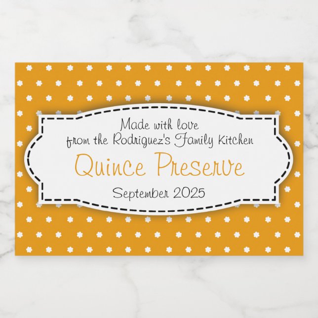 Quince preserve polka flower jar labels (Single Label)