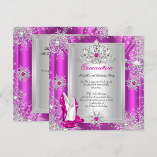 Quinceanera 15 Birthday Party Pink Heels 2 Invitation