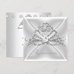 Quinceanera 15 Tiara Silver White Diamond 2 Invitation