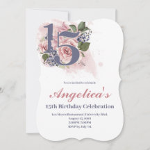 Quinceañera 15e Invitation florale chic
