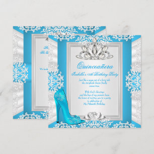 Quinceanera 15th Birthday Cinderella Blue Heel Invitation