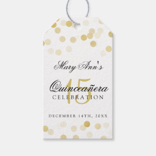 Quinceanera 15th Birthday Gold Foil Glitter Lights Gift Tags
