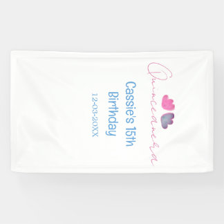 quinceanera 15th birthday name blue pink flower da banner