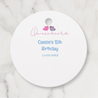 quinceanera 15th birthday name blue pink flower da favour tags