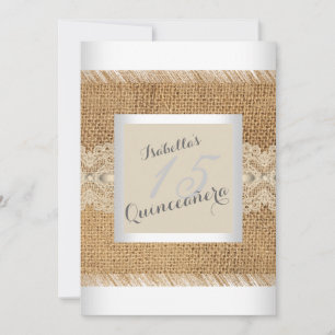 Quinceanera 15th Birthday Party beige lace Burlap Invitation