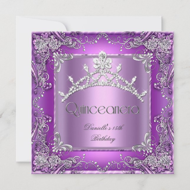Quinceanera 15th Birthday Party Purple 2 Invitation (Front)