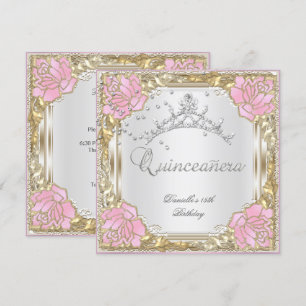 Quinceanera 15th Birthday Party Soft White Pink Invitation