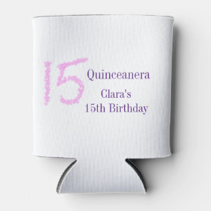 Quinceanera 15th birthday pink glitter template  can cooler