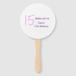 Quinceanera 15th birthday pink glitter template  hand fan