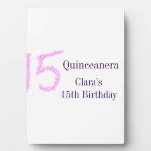 Quinceanera 15th birthday pink glitter template  plaque