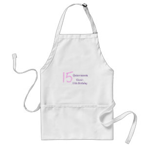 Quinceanera 15th birthday pink glitter template  standard apron