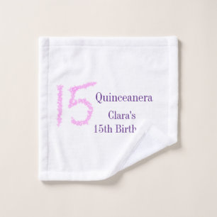 Quinceanera 15th birthday pink glitter template  wash cloth