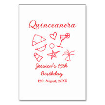 Quinceanera 15th birthday red beach party tree sun