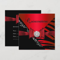 Quinceanera 15th Birthday Zebra Red Black SStripe