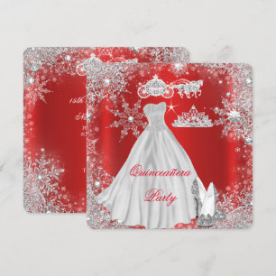 Quinceanera 15th Regal Red Birthday Party Invitation