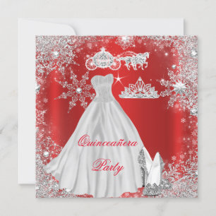 Quinceanera 15th Regal Red Birthday Party Invitation