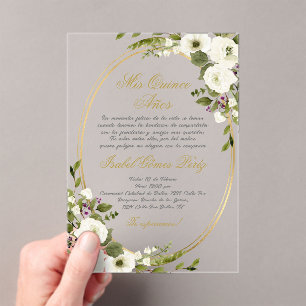 Quinceanera acrylic invitation in Spanish