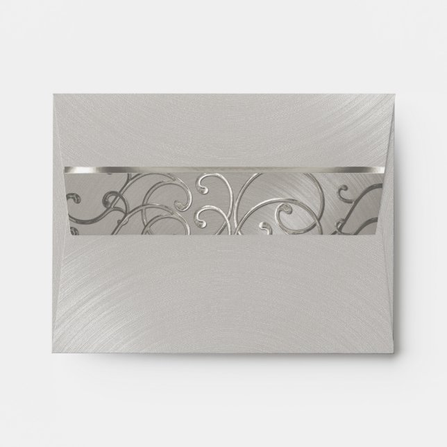 Quinceanera All Silver Filigree Swirls Envelopes (Back (Top Flap))